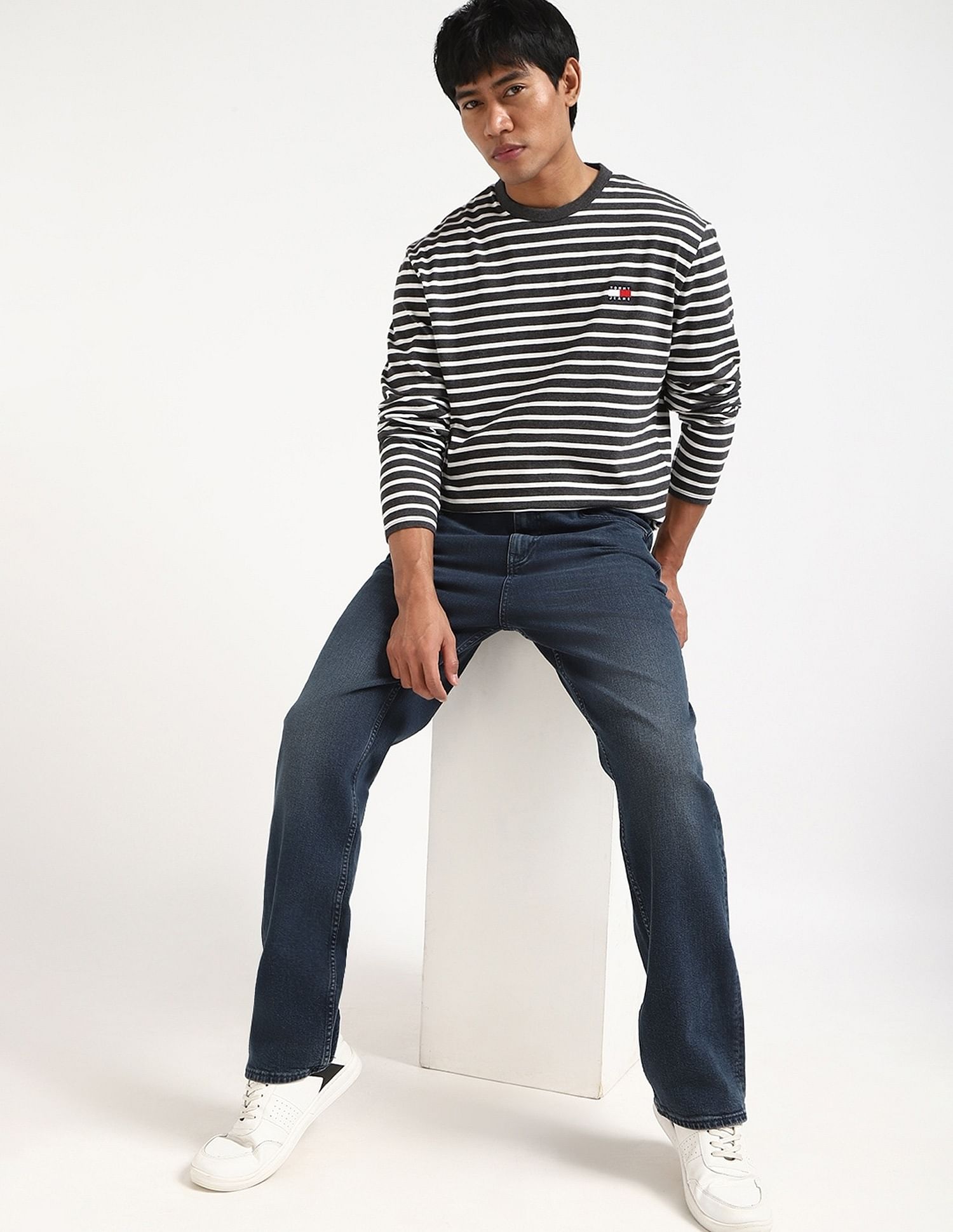 Tommy Hilfiger Logo Striped Regular-Fit Cotton T-Shirt