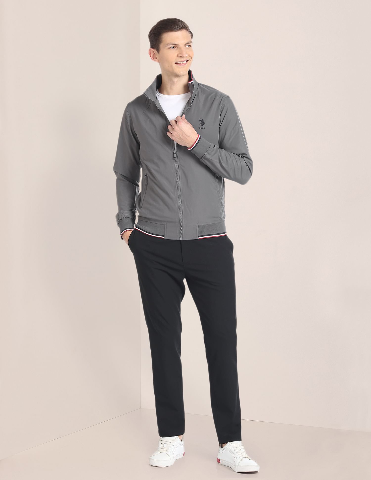 U.S. Polo Assn. High Neck Long Sleeve Casual Jacket