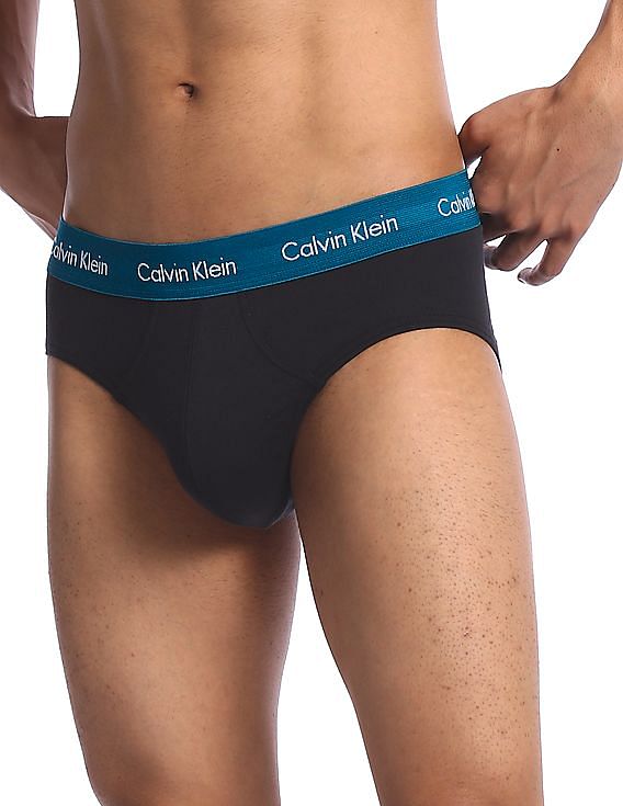 Calvin Klein Mens Cotton Stretch Hip Brief (3 Pack) - Black