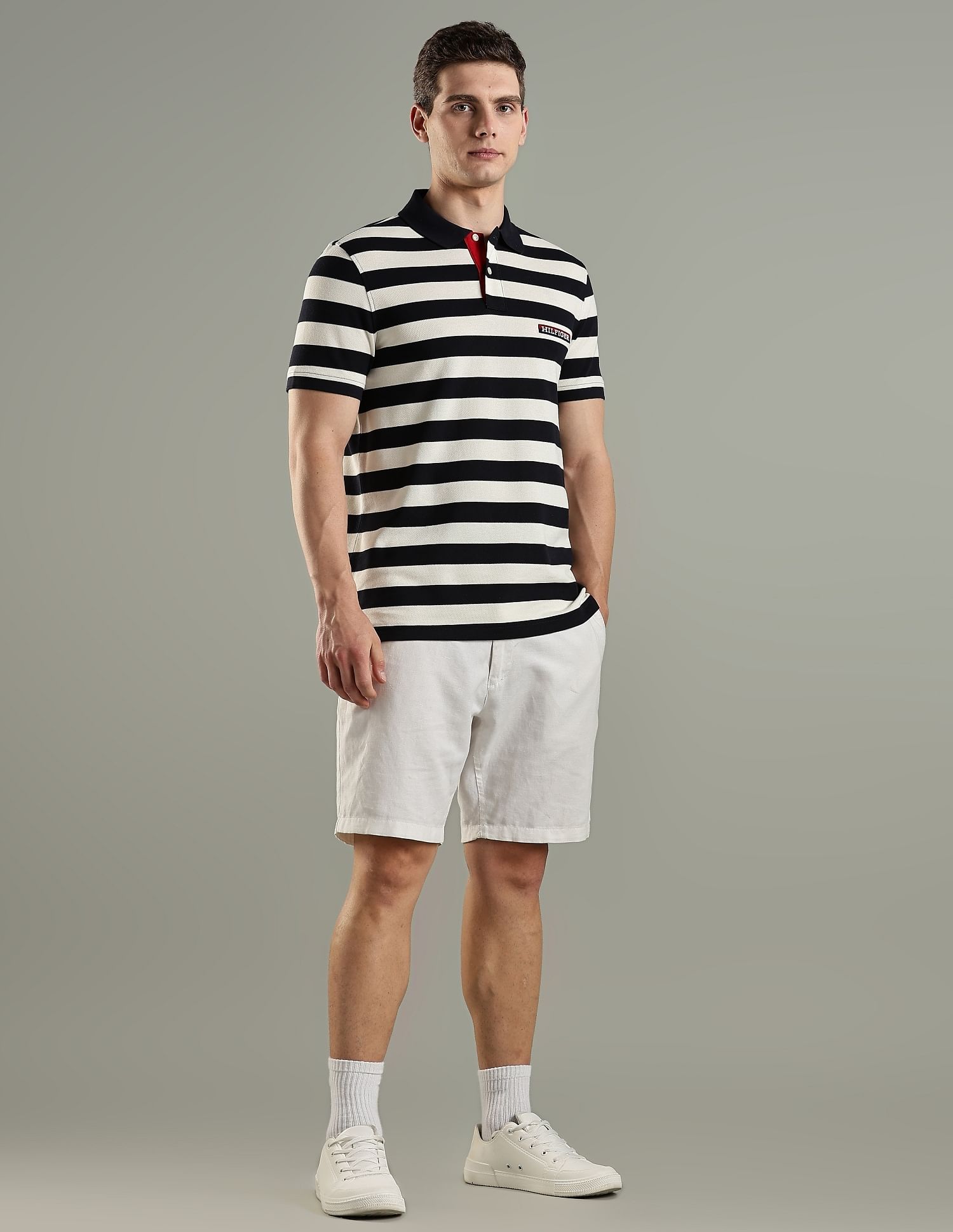 Tommy Hilfiger Striped Regular Fit Cotton Polo T-Shirt