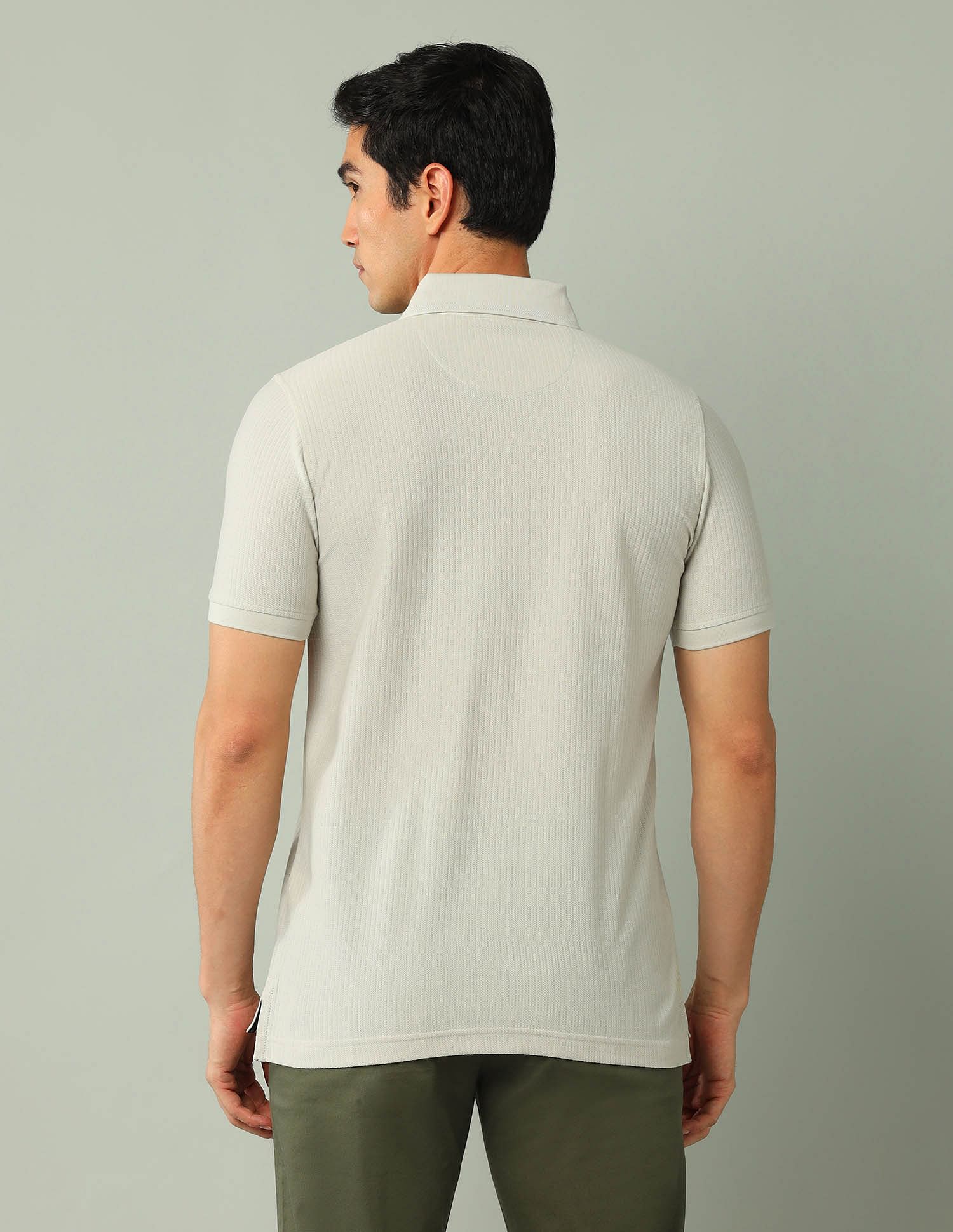 Arrow Textured Pure Cotton Polo Shirt