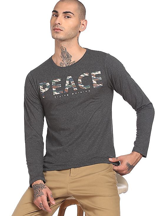 Flying Machine Long Sleeve Round Neck T-Shirt