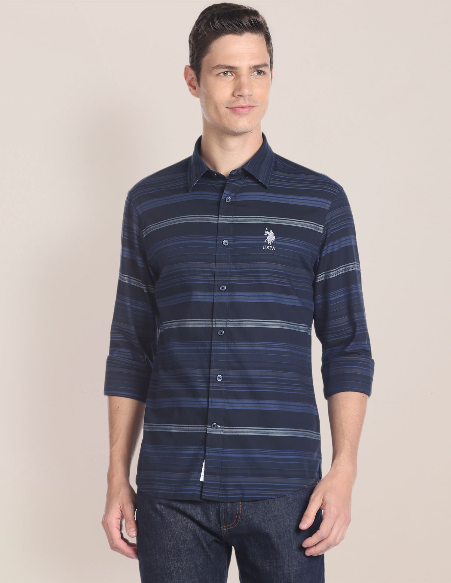 U.S. Polo Assn. Cutaway Collar Horizontal Stripe Shirt