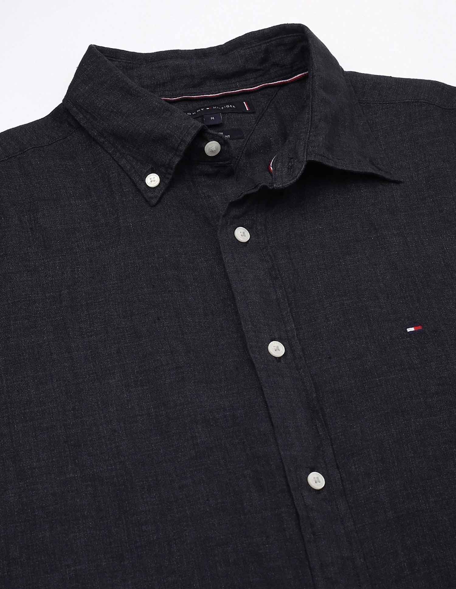 Tommy Hilfiger Solid Regular Fit Plain Woven Shirt