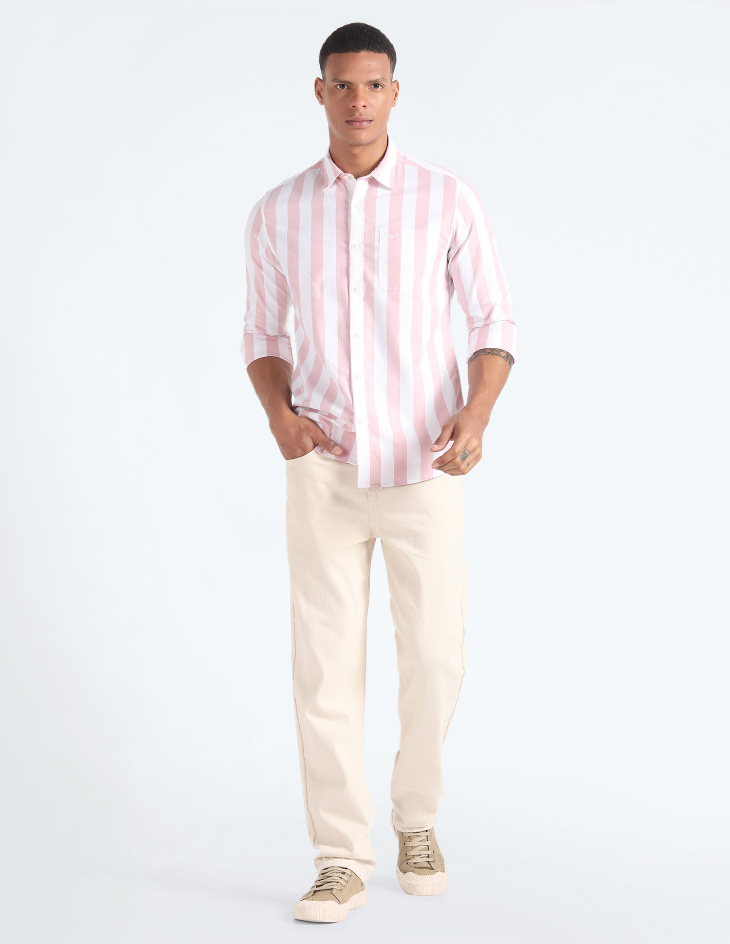 Buy Flying Machine Vertical Stripe Oxford Shirt - NNNOW.com