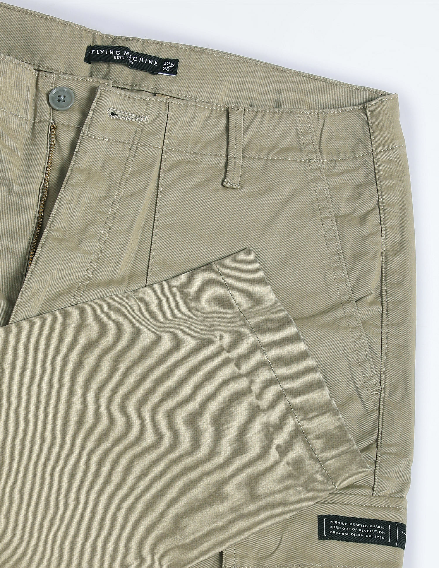Flying Machine Mid Rise Solid Cargo Pants