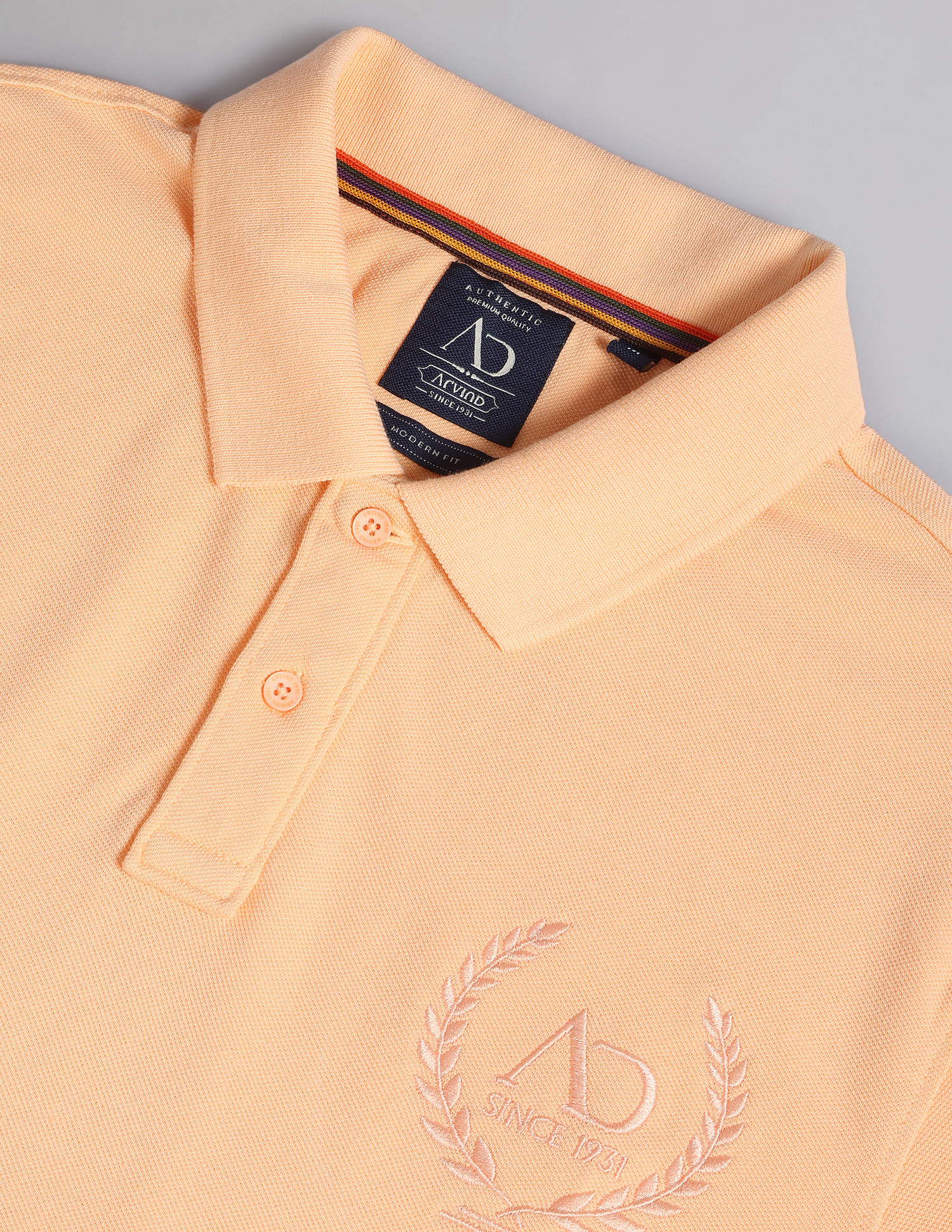 AD by Arvind Embroidered Logo Cotton Polo Shirt