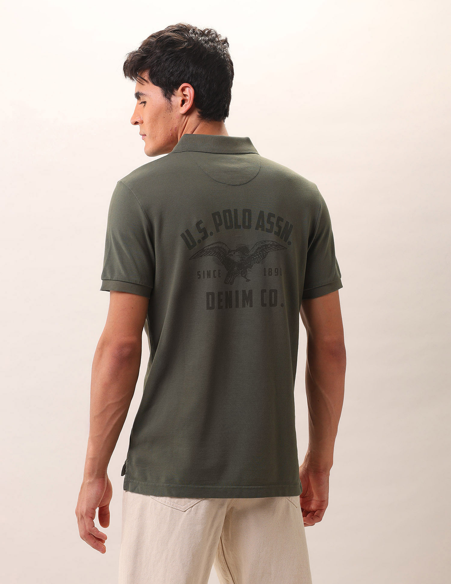 U.S. Polo Assn. Denim Co. Brand Printed Pure Cotton Polo Shirt