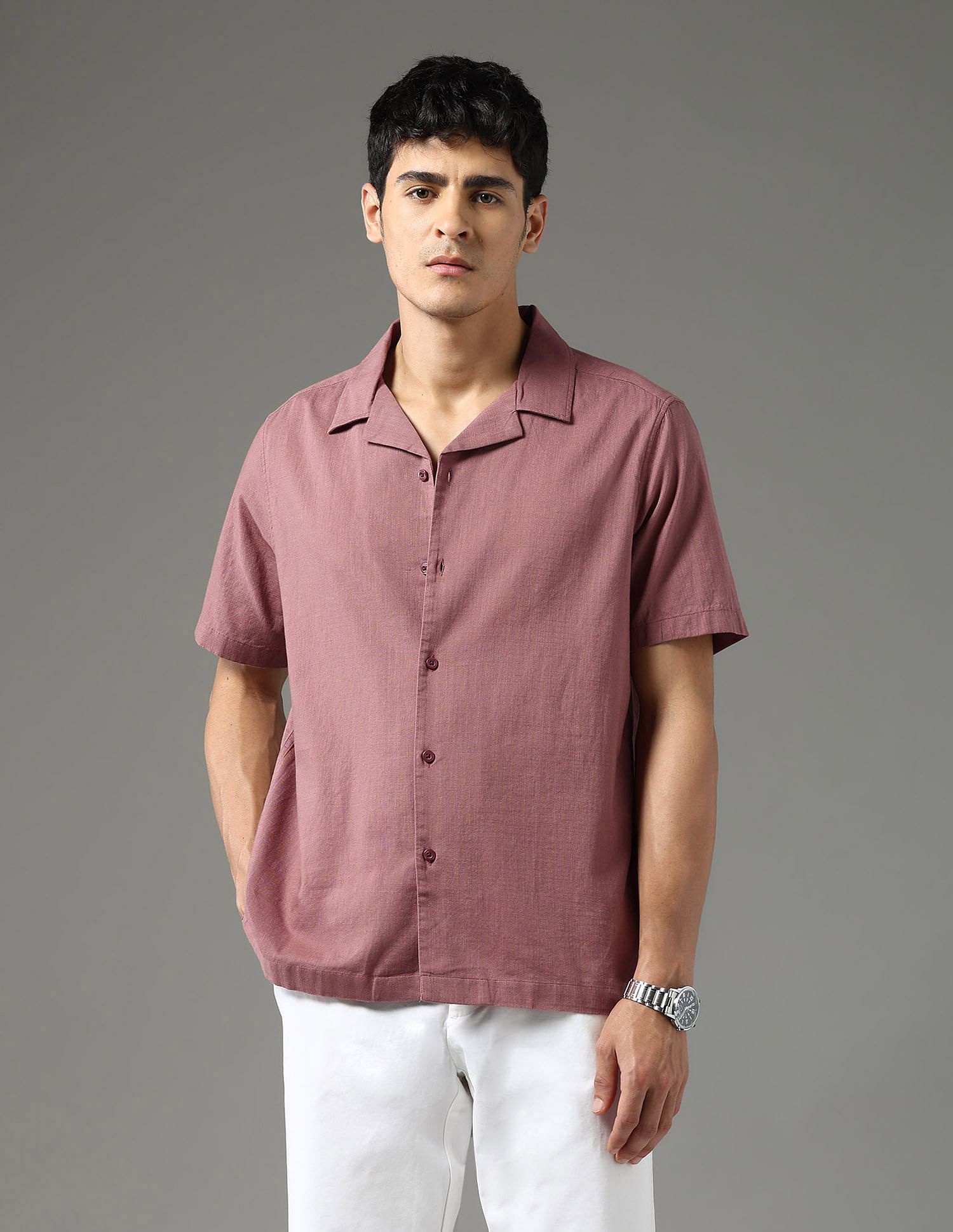 Arrow Sport Solid Regular Fit Night Is Young Shirt