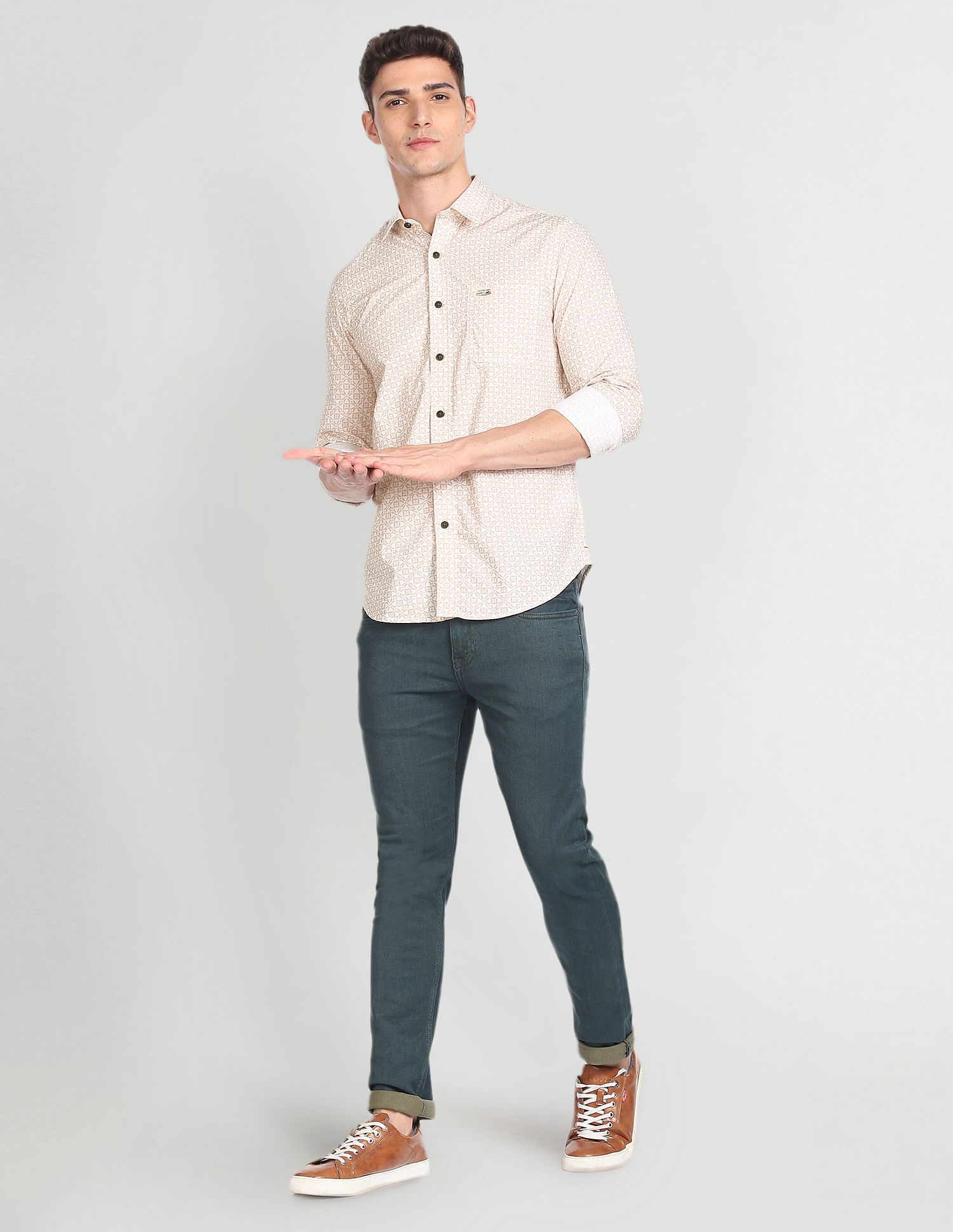 U.S. Polo Assn. Denim Co. Rounded Cuff Printed Casual Shirt