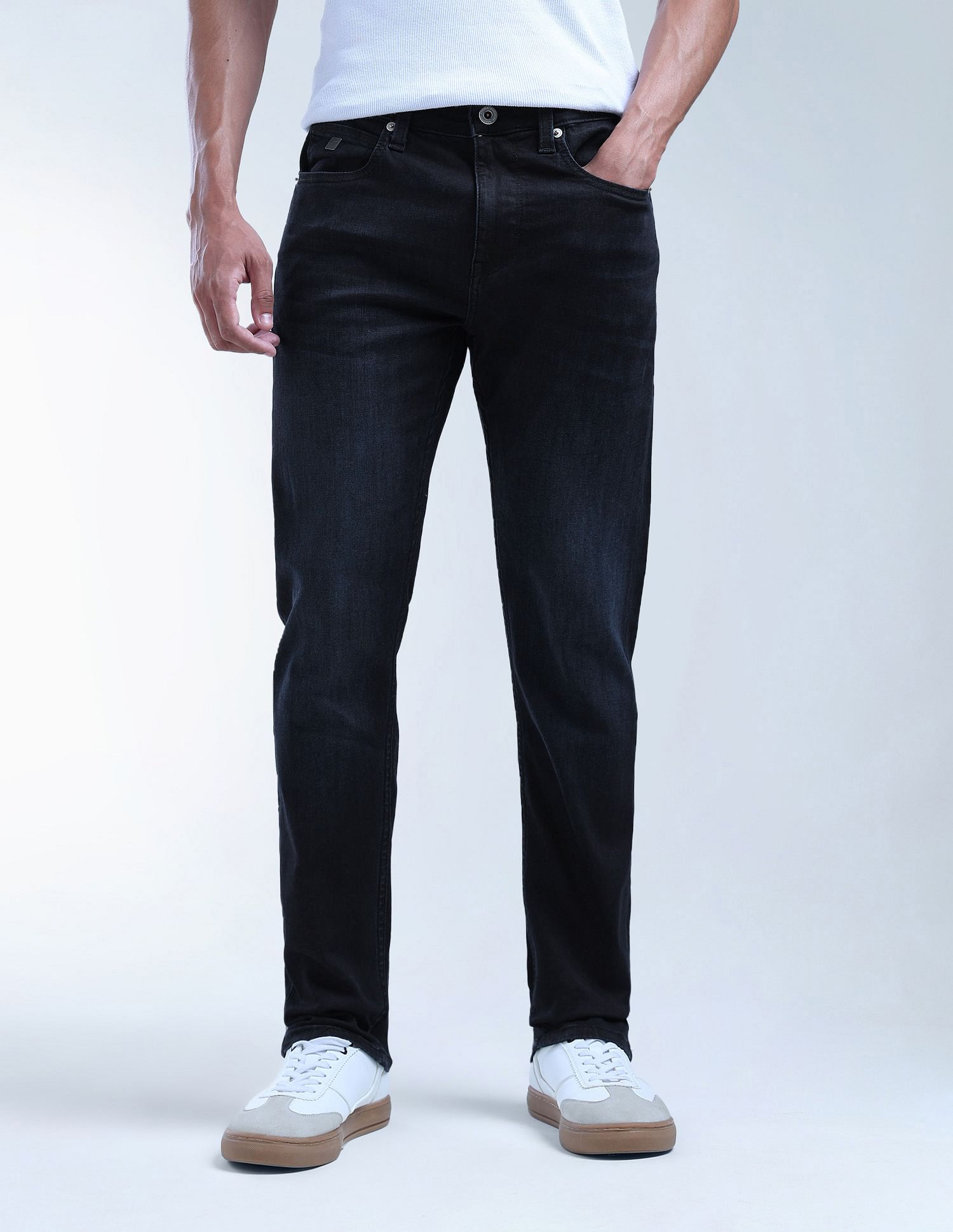 Flying Machine Slash Slim Tapered Fit Light Washed Jeans