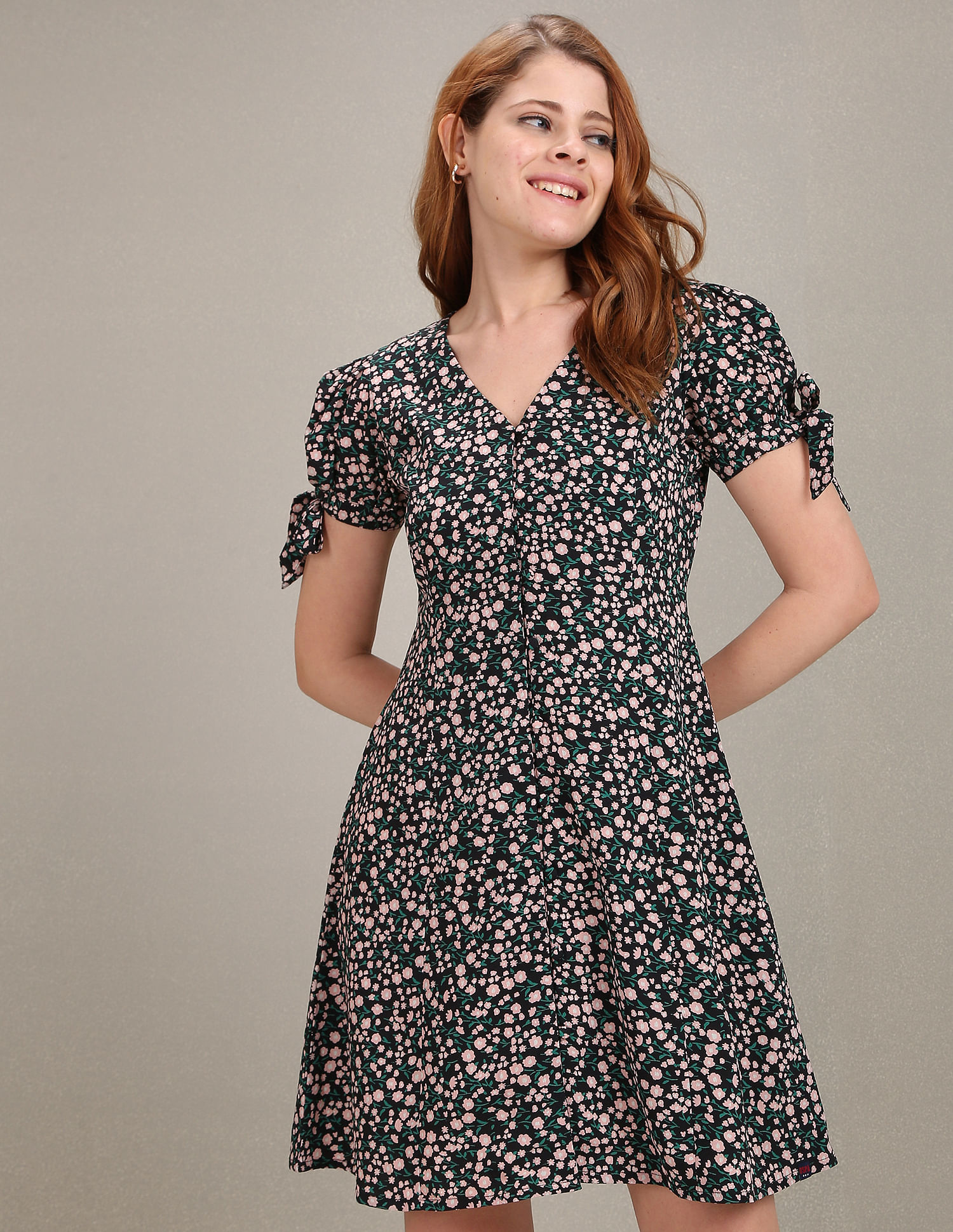 SHEIN Mulvari Floral Square Neck Shirred A-line Dress | SHEIN USA