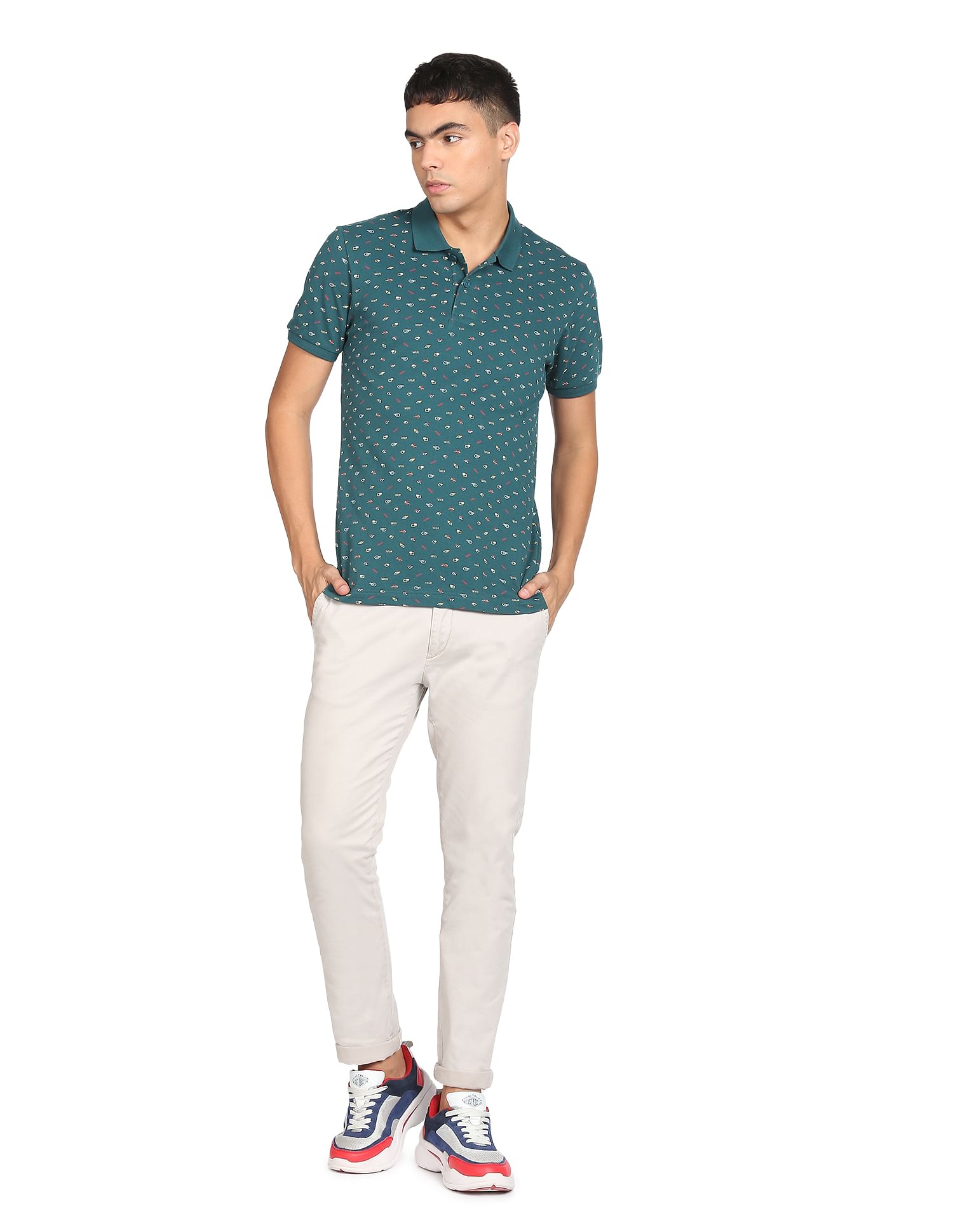 Flying Machine Abstract Print Polo Shirt