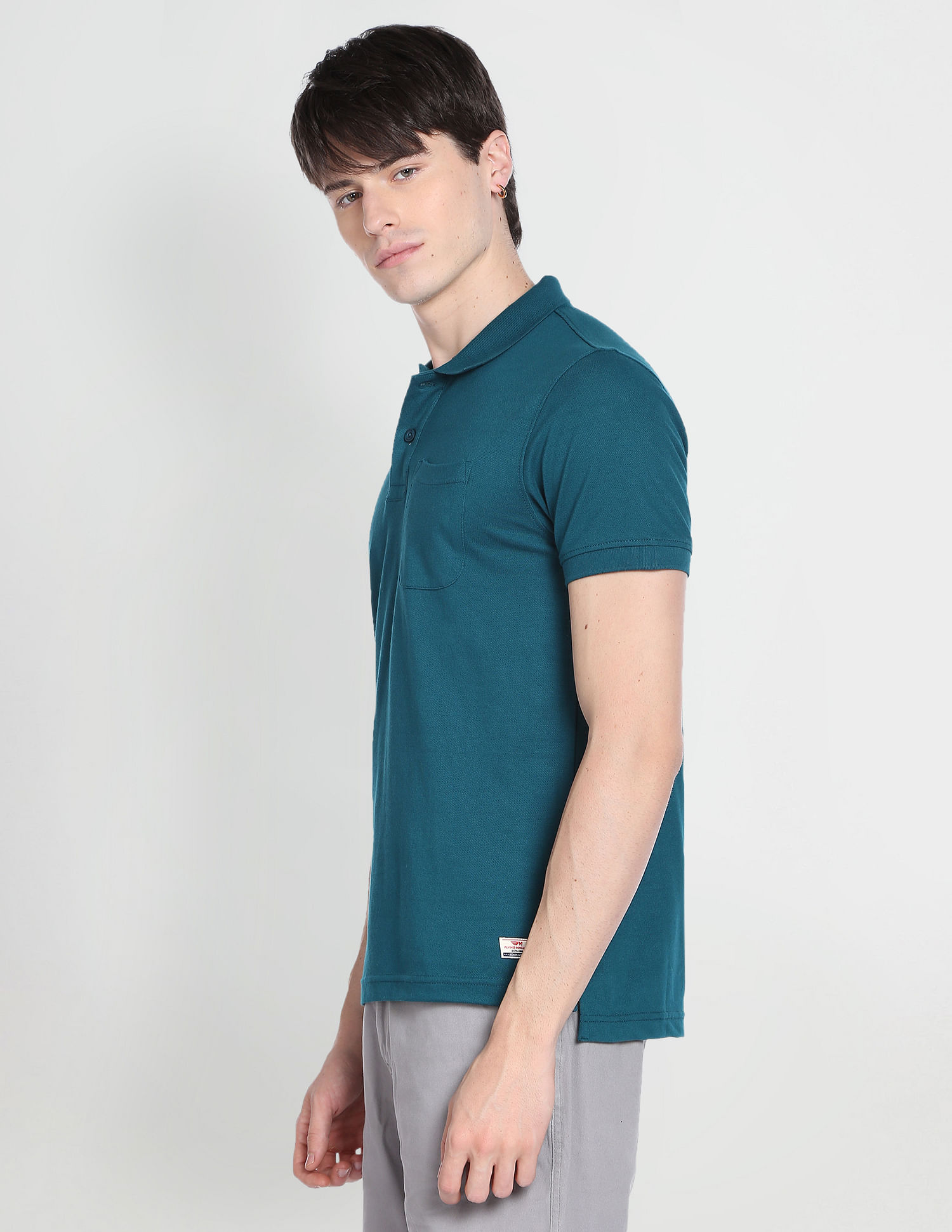 Flying Machine Patch Pocket Pique Polo Shirt
