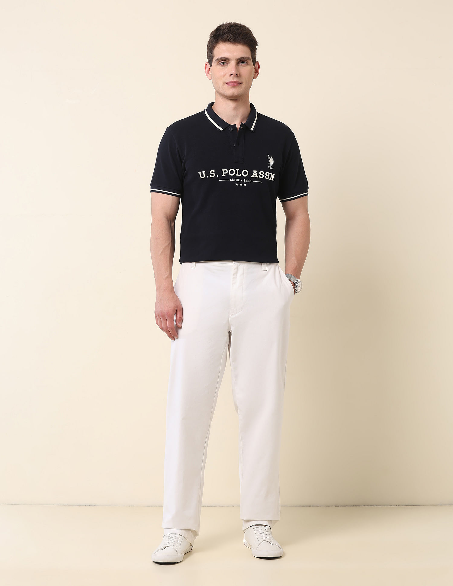 U.S. Polo Assn. Brand Embroidered Gold Cup Polo Shirt