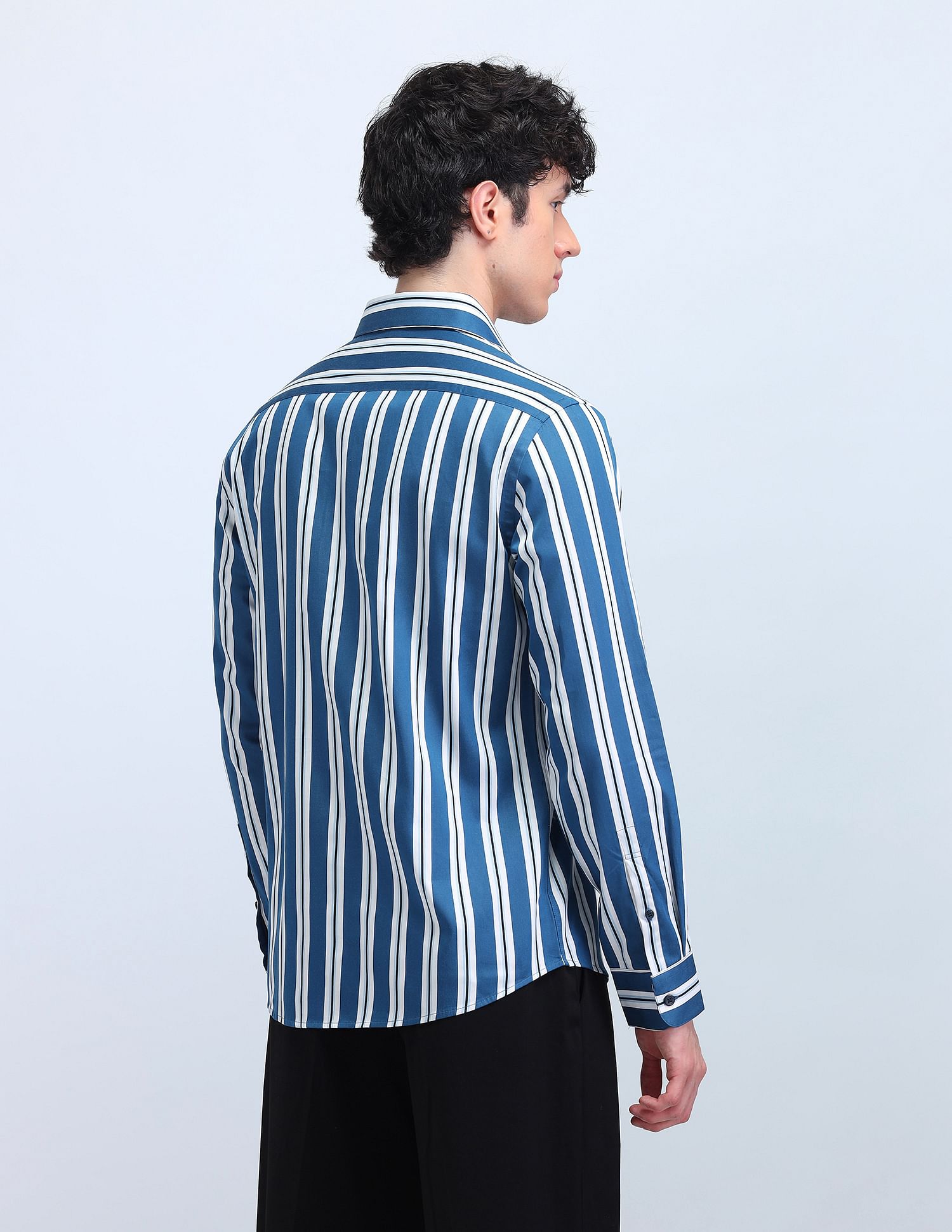 Flying Machine Vertical Striped Satin Shirt