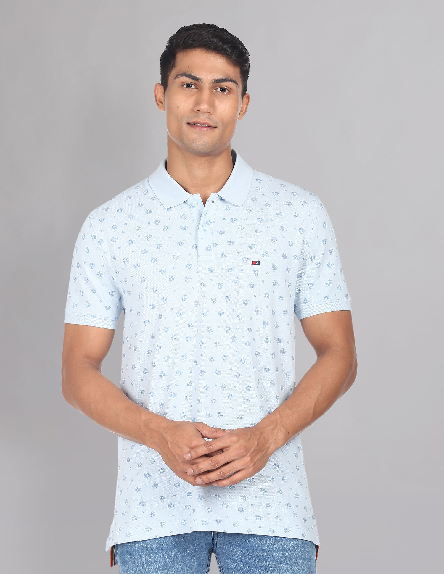 AD by Arvind All Over Print Cotton Polo Shirt