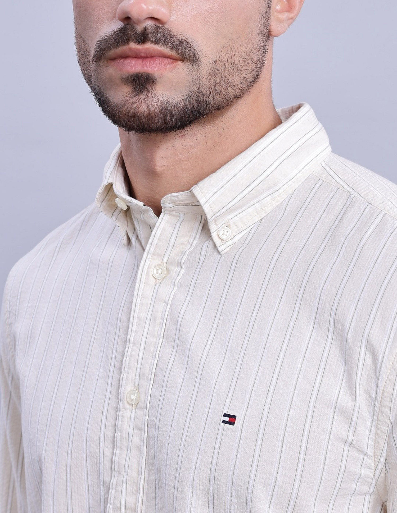 Tommy Hilfiger Striped Regular Fit Plain Woven Shirt