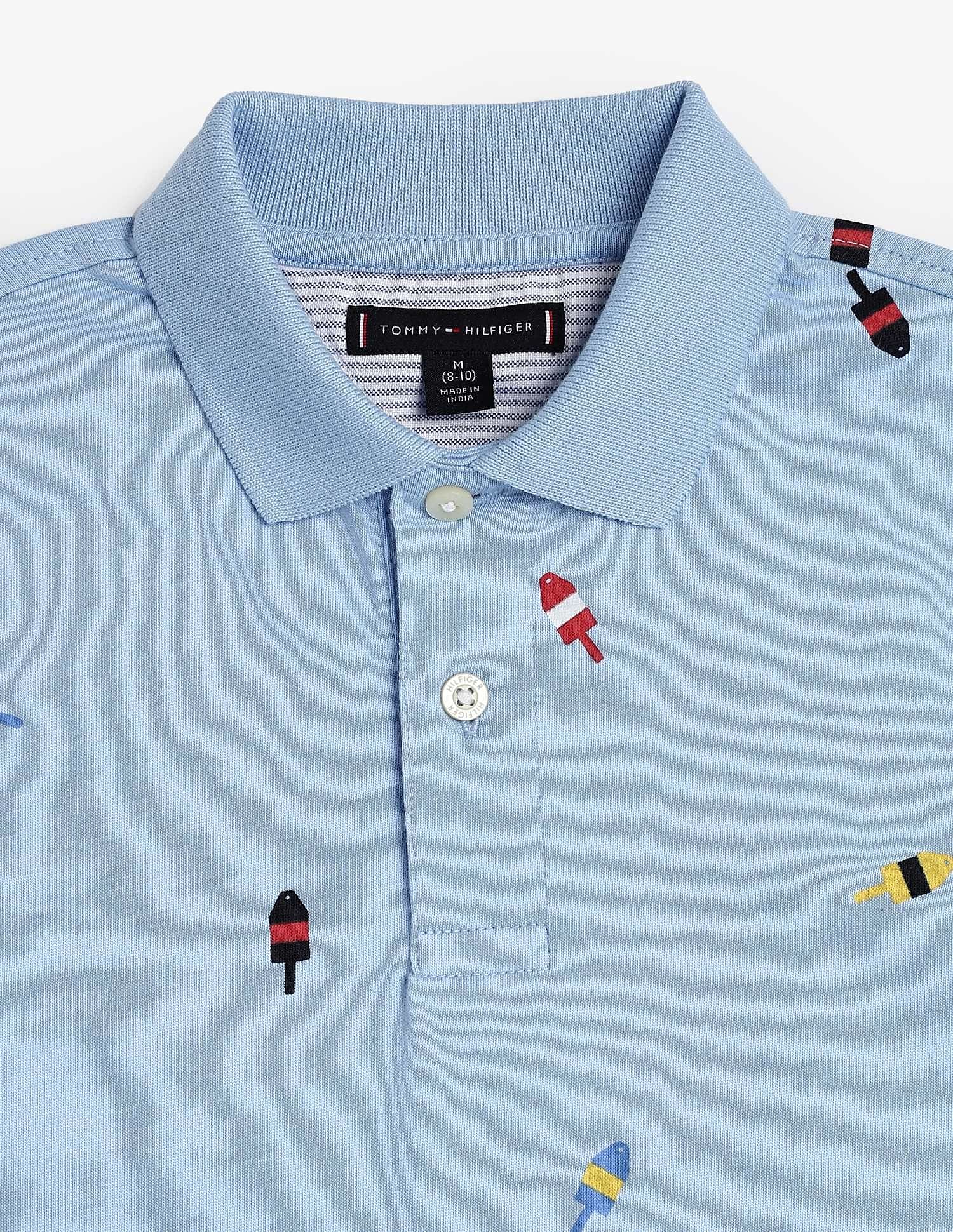 Tommy Hilfiger Kids Boys Printed Regular Fit Cotton Polo T-Shirt