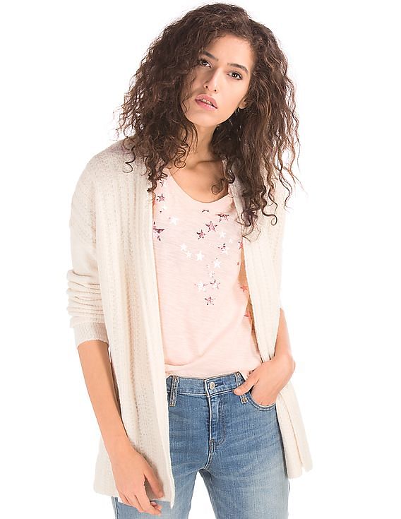 Buy GAP Women Beige Boucle Shawl Cardigan NNNOW