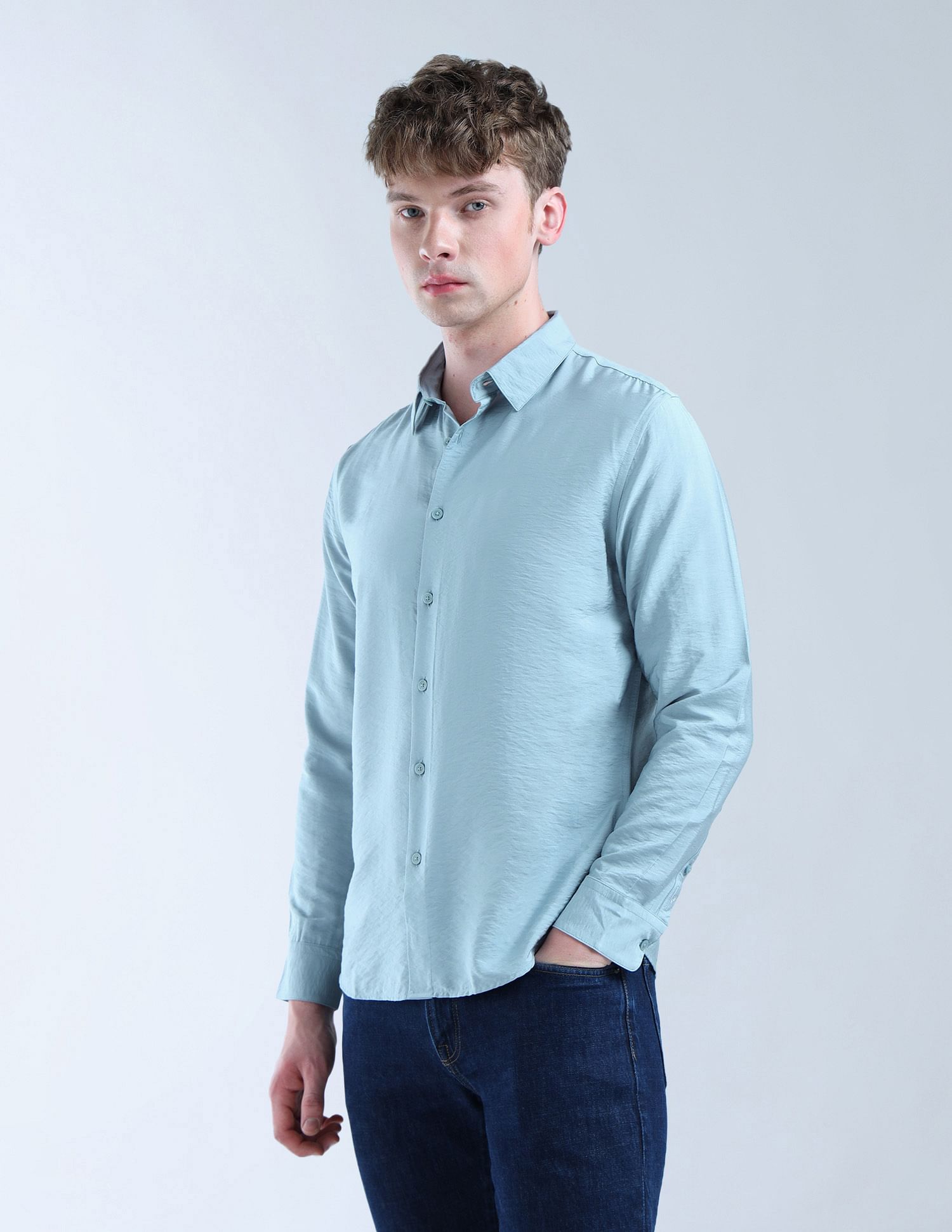 Flying Machine Solid Regular Fit Digitopia Shirt