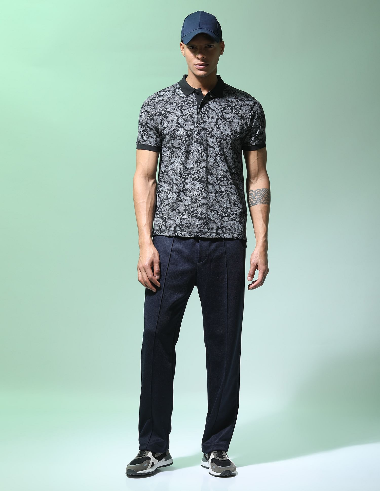 Flying Machine Paisley Print Cotton Polo Shirt