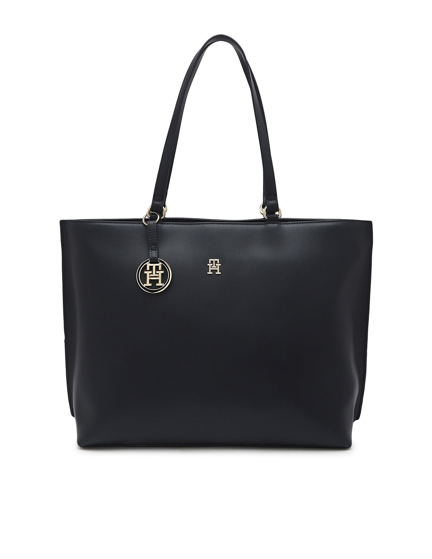 Tommy Hilfiger Solid Blue Pu Tote Bag
