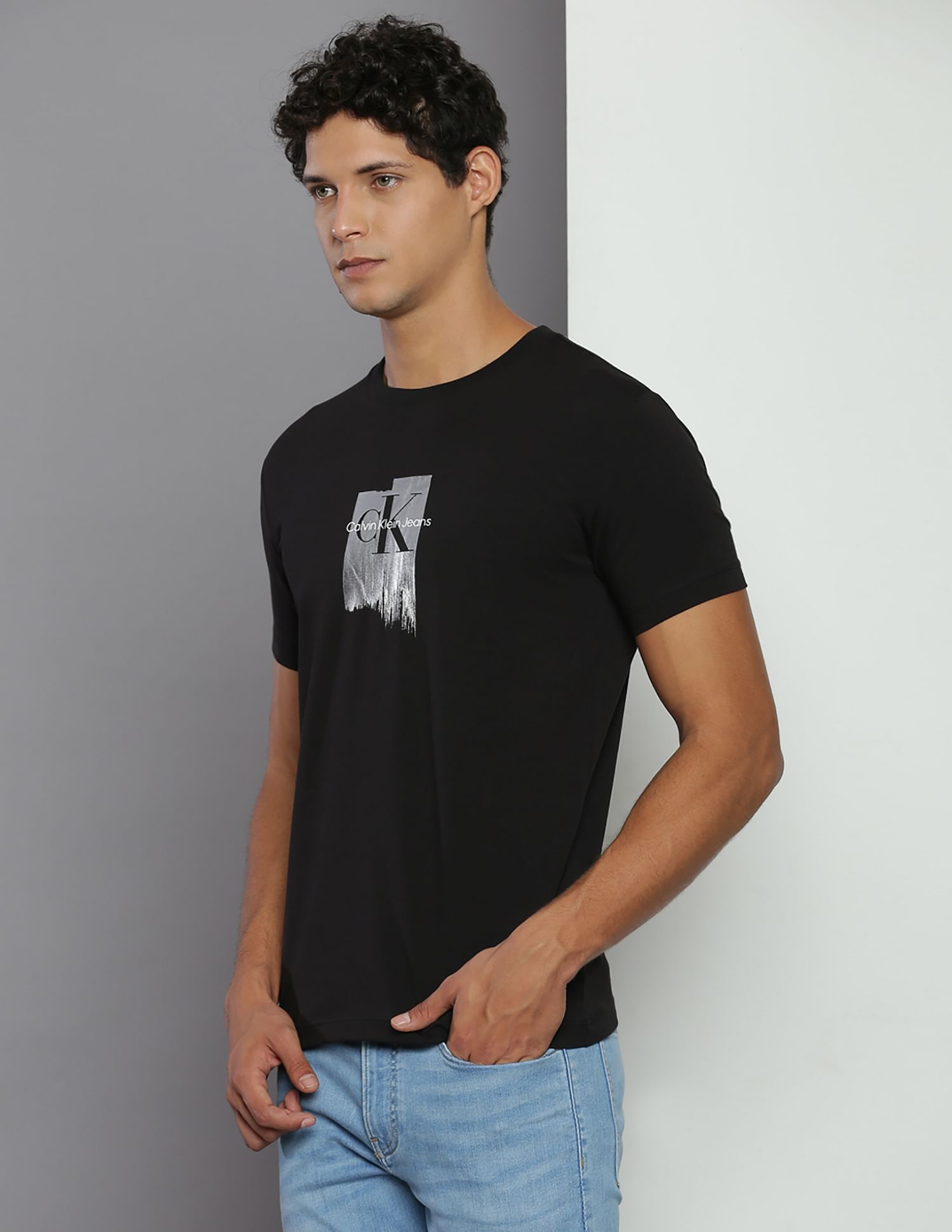 Calvin Klein Foil Brand Print Slim Fit T-Shirt