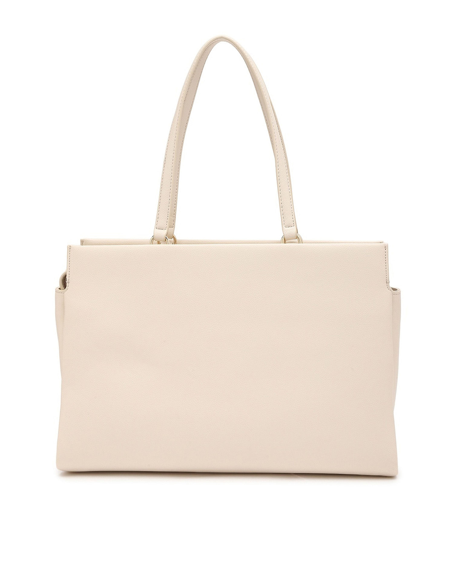 Tommy Hilfiger Solid Beige Polyester Tote Bag