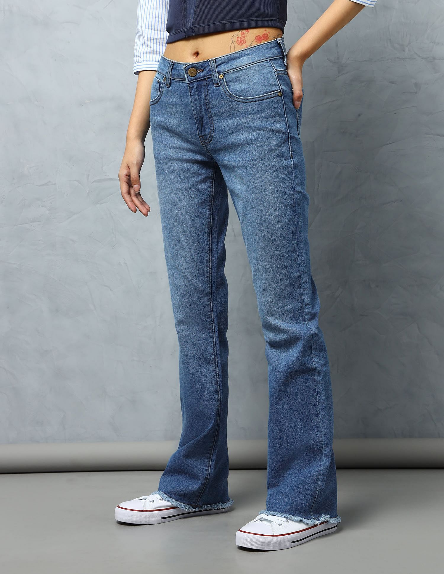 Flying Machine Women Mid Rise Bootcut Jeans