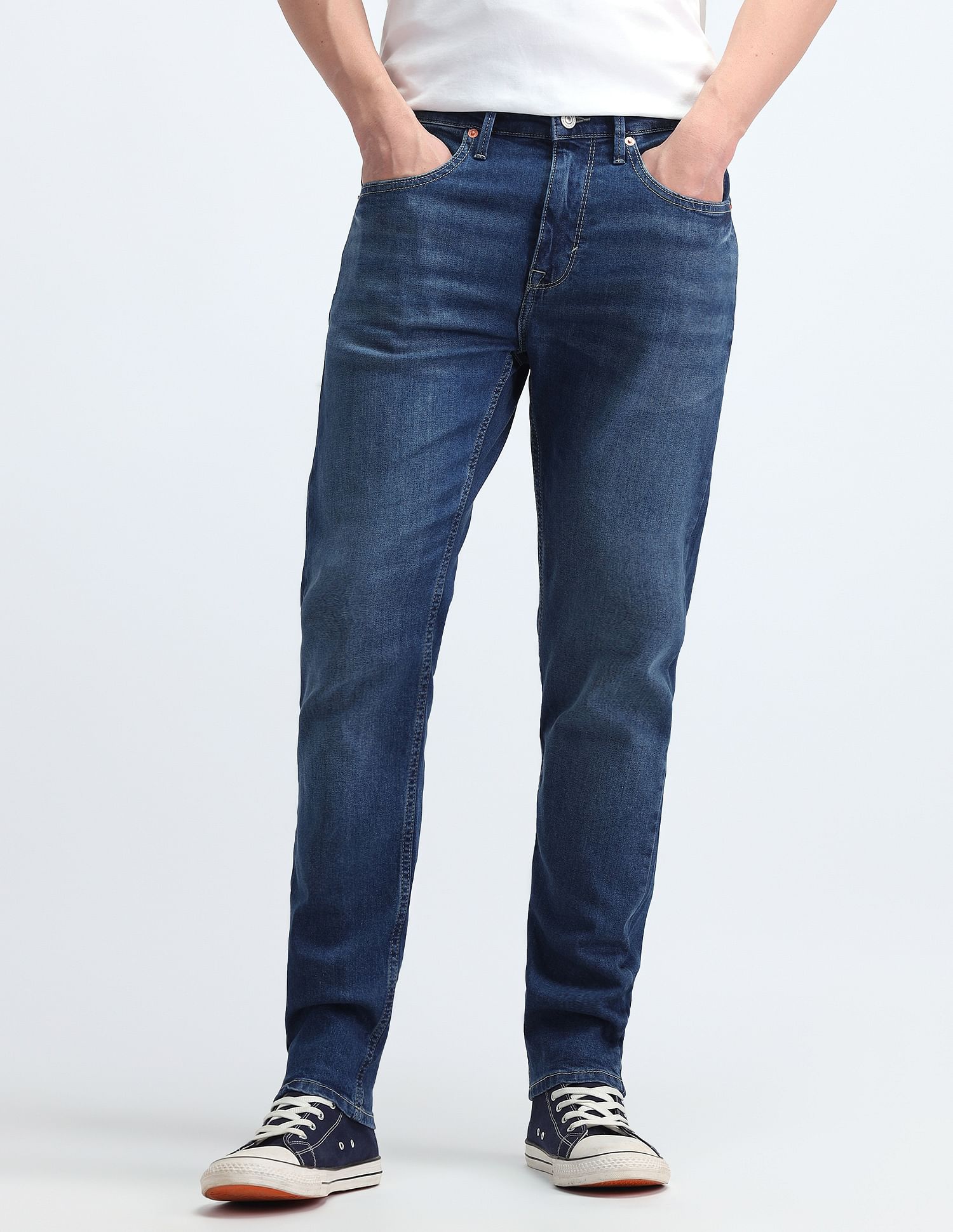 Flying Machine Slash Slim Tapered Fit Jeans