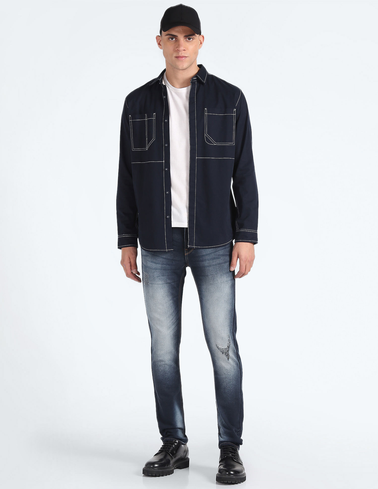 Flying Machine Jackson Skinny Fit Distressed Jeans