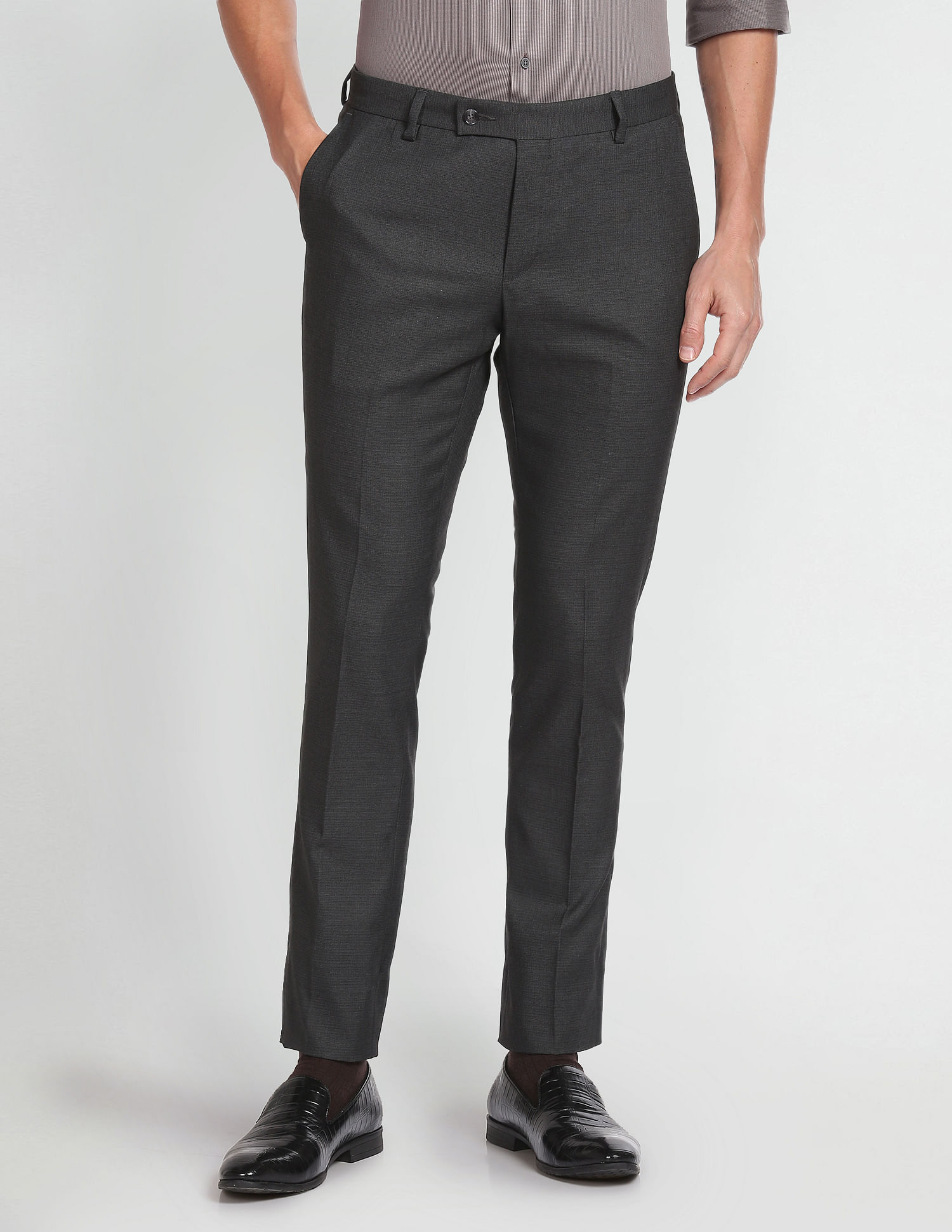 Arrow Tailored Regular Fit Dobby Formal Trousers