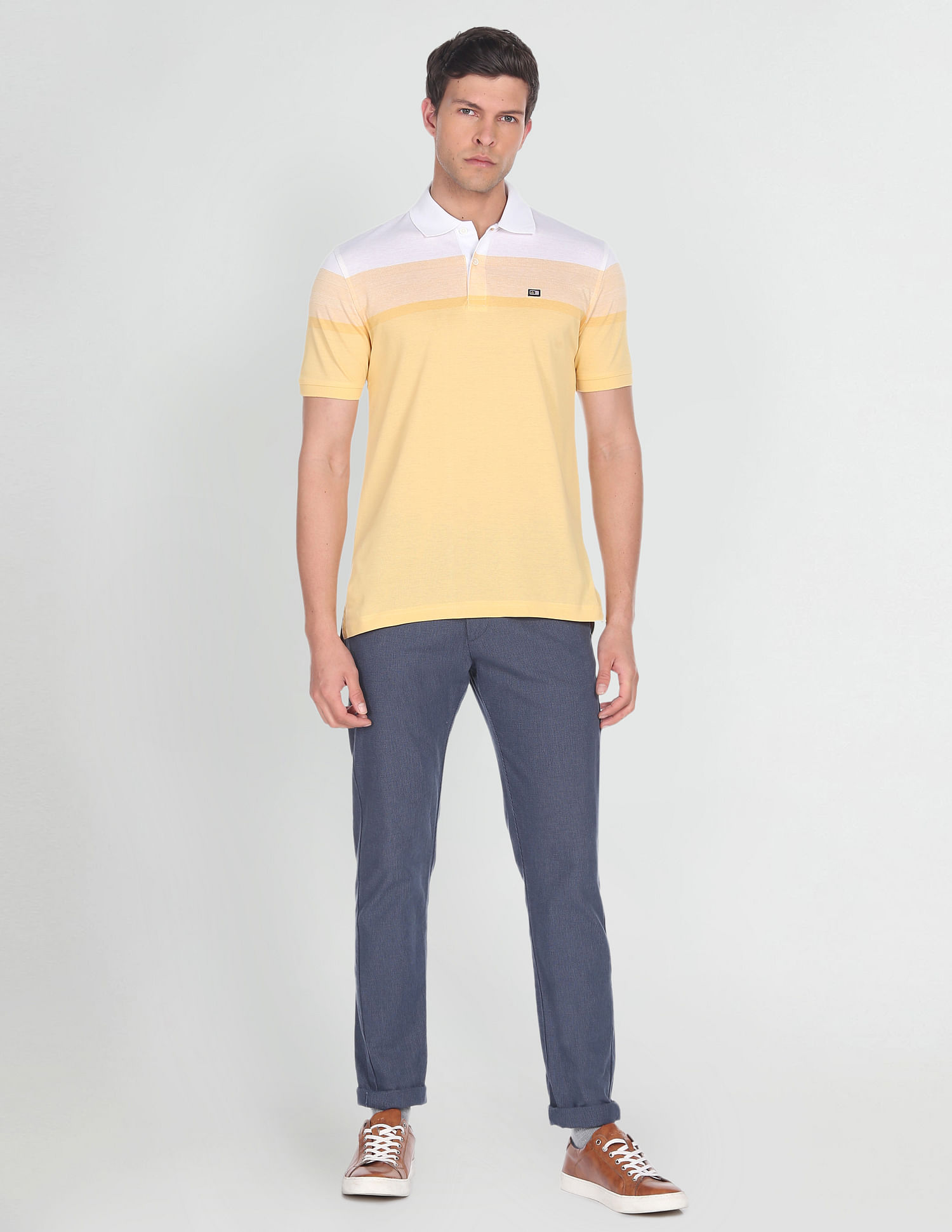 Arrow Sports Jacquard Colour Block Polo Shirt