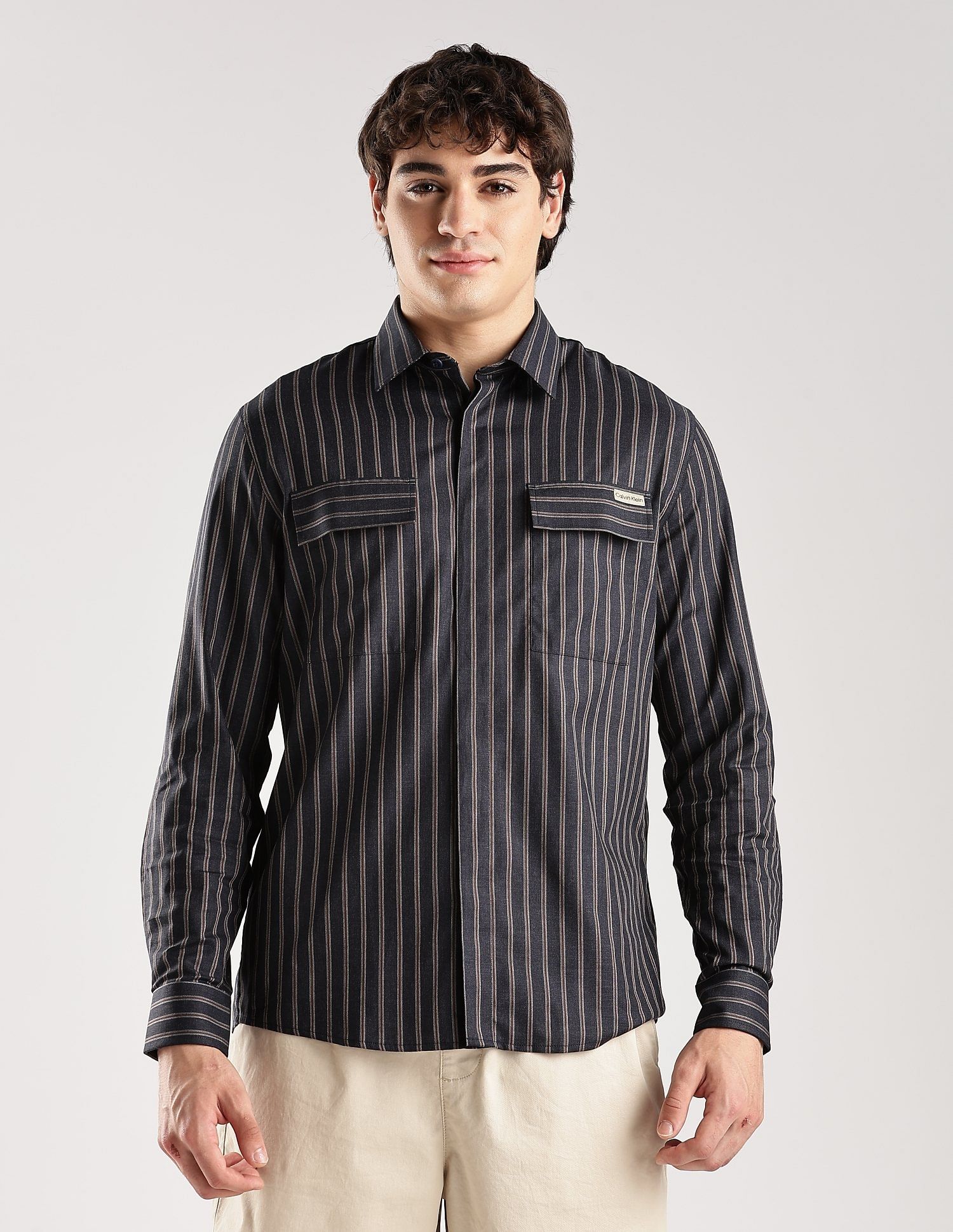 Calvin Klein Jeans Striped Regular-Fit Cotton Shirt