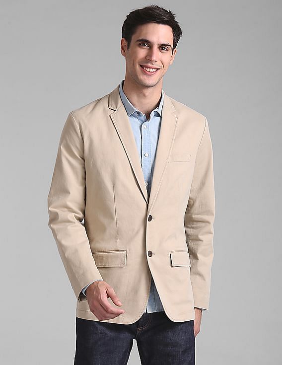 Buy GAP Men Beige Solid Core Blazer NNNOW