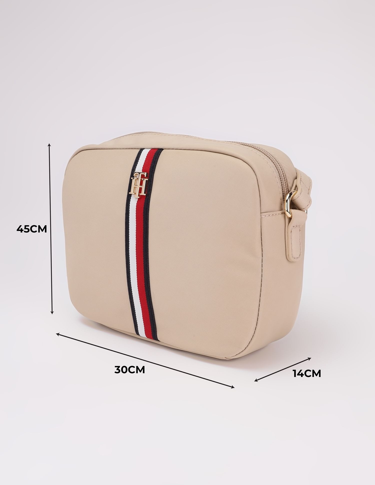 Tommy Hilfiger Solid Beige Nylon Sling Bag