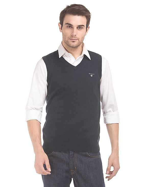 xoxingysm Mens Business V-Neck Knitted Sweater Vest Plain