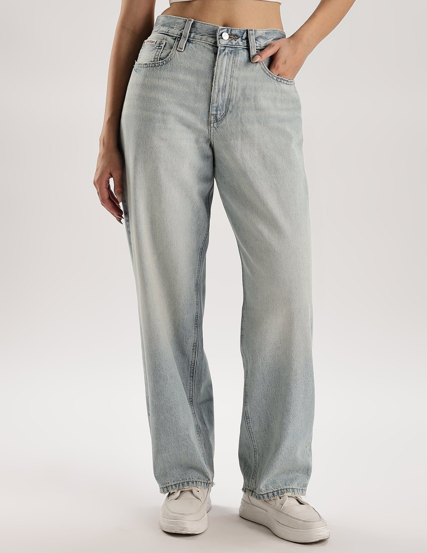 Calvin Klein Jeans Heavy-Wash Loose-Fit High Rise Jeans