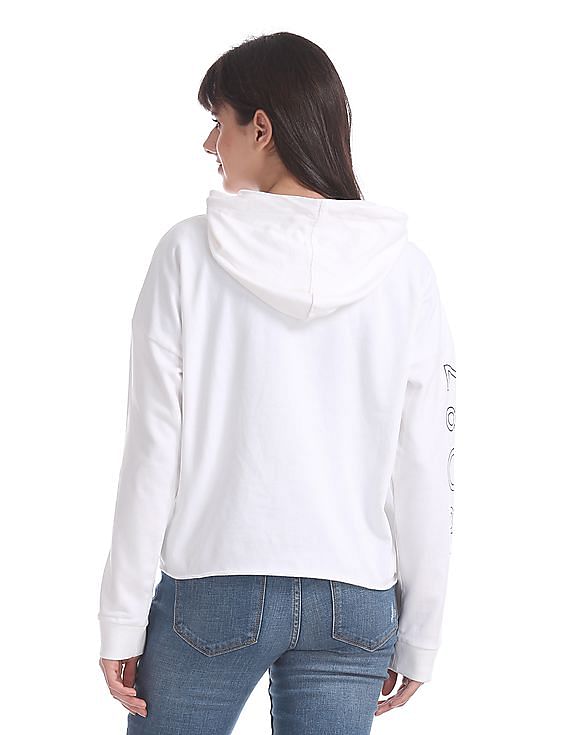 Aeropostale White Drawstring Hood Brand Print Sweatshirt