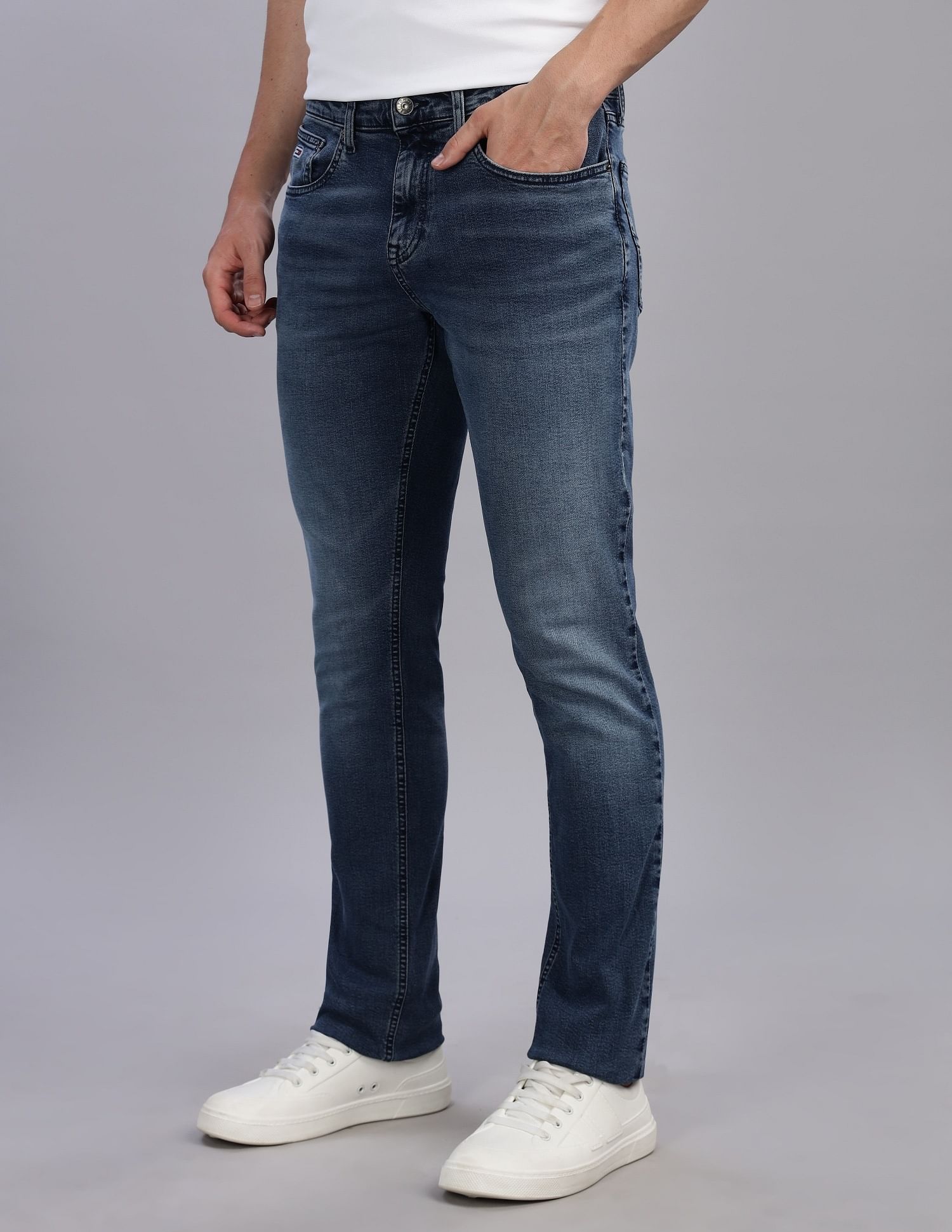 Tommy Hilfiger Mid-Wash Slim-Fit Mid Rise Jeans