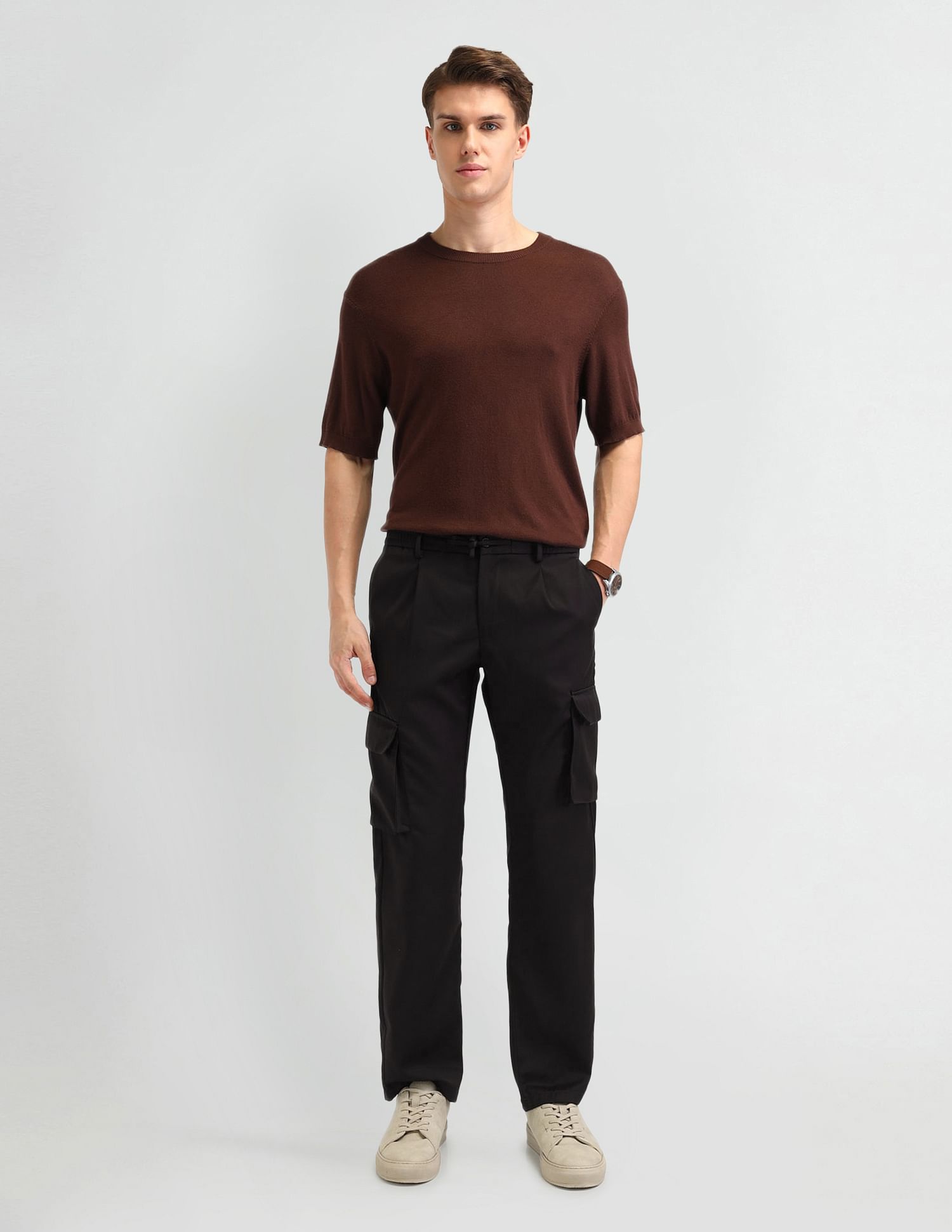 Arrow Newyork Slim Fit Solid Trousers
