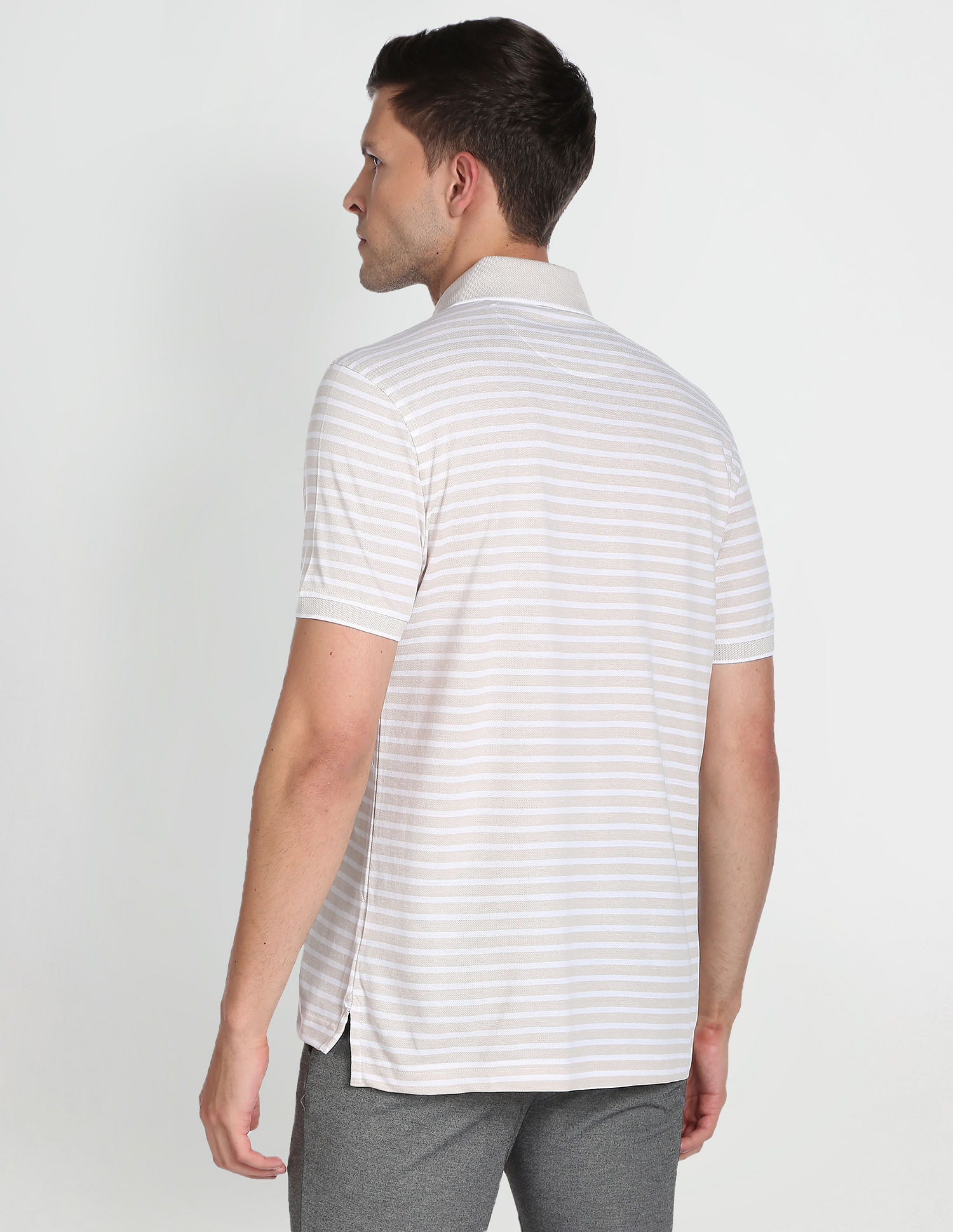 Arrow Horizontal Stripe Pique Polo Shirt