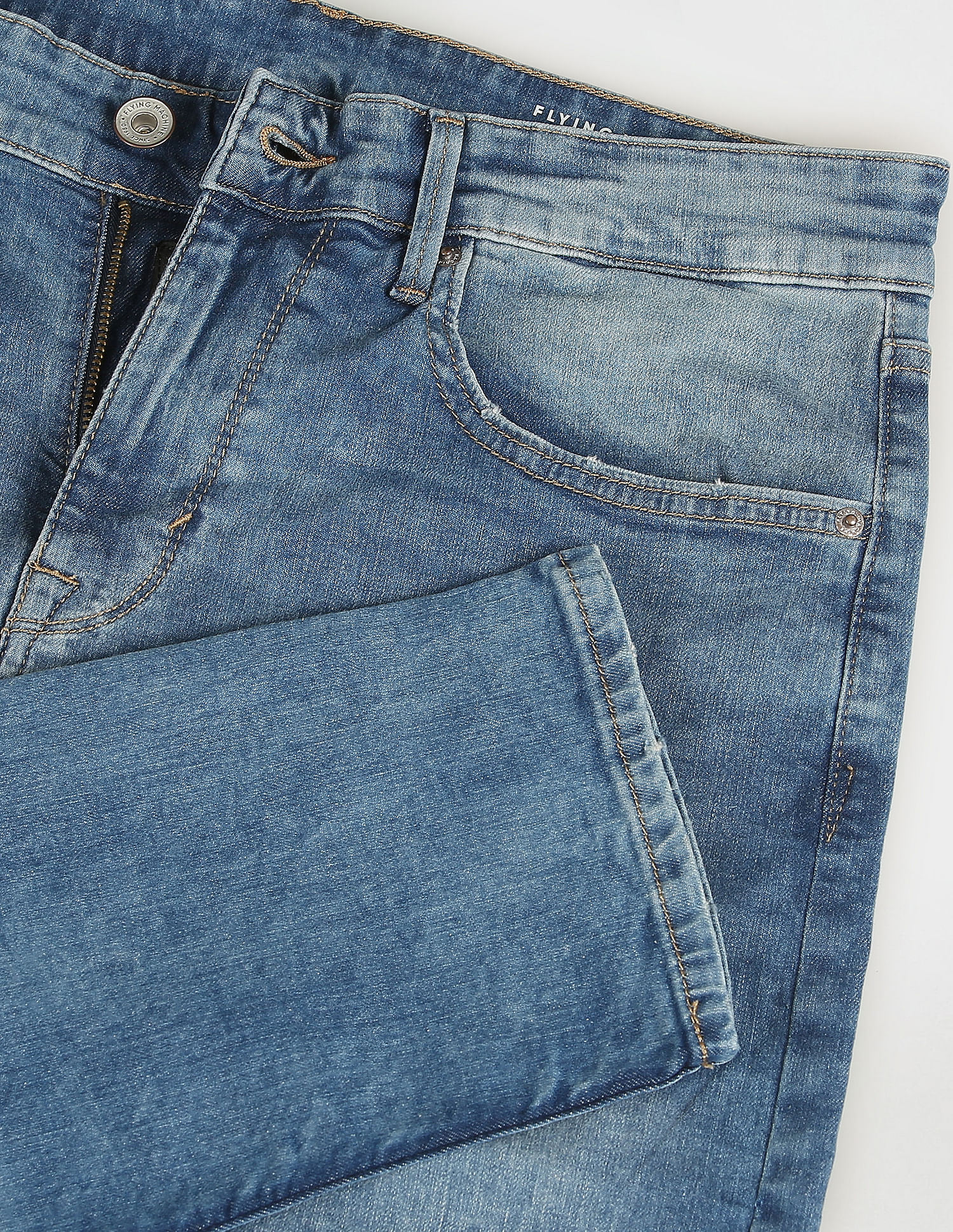 Flying Machine Slash Slim Tapered Fit Mid Rise Jeans
