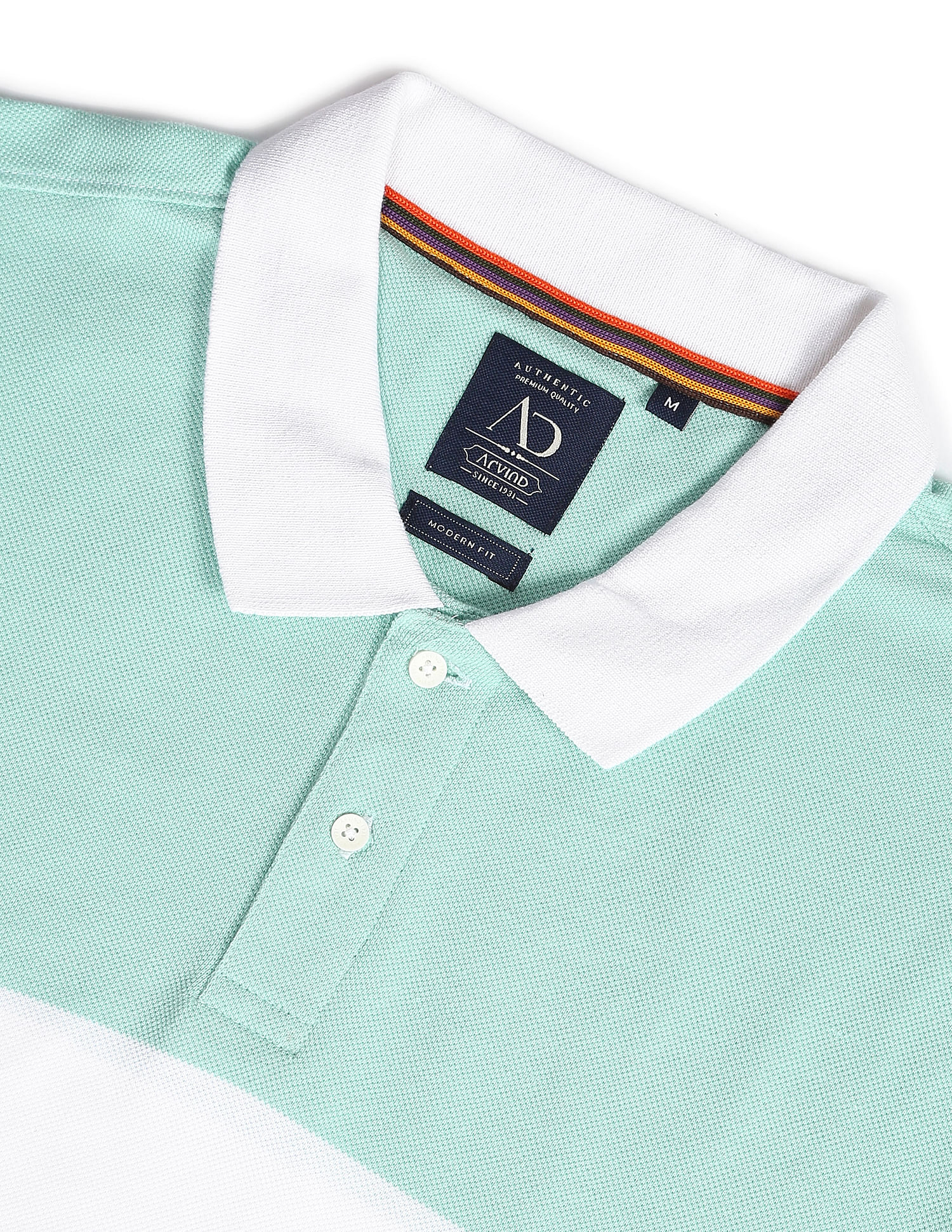 AD by Arvind Cotton Horizontal Stripe Polo Shirt
