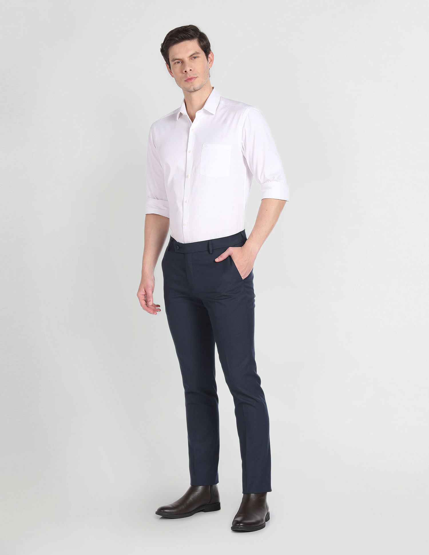 Arrow Microcheck Hudson Regular Fit Trousers