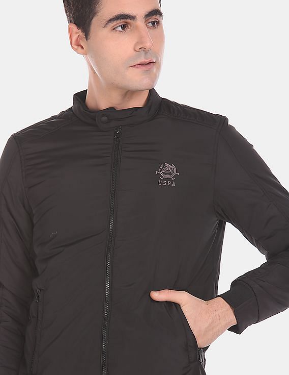 U.S. Polo Assn. Stand Collar Solid Casual Jacket