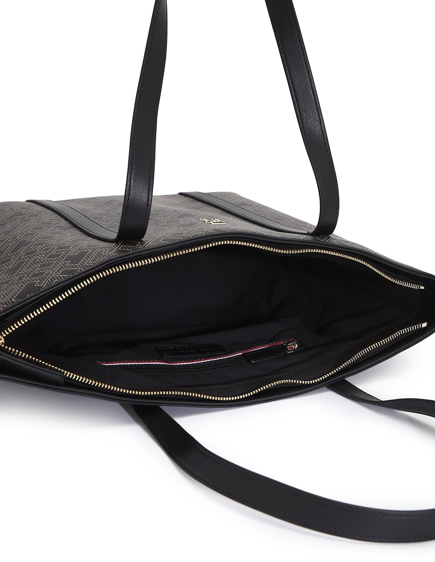 Tommy Hilfiger Logo Black Pu Tote Bag