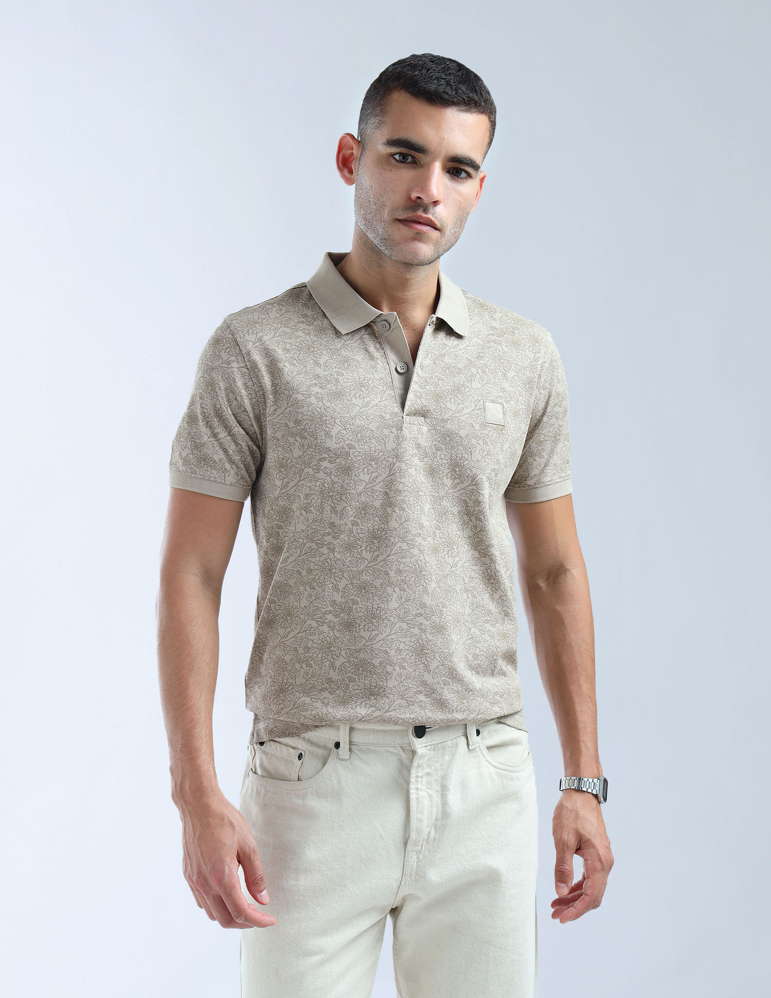 Flying Machine Floral Printed Essentials Polo Shirt