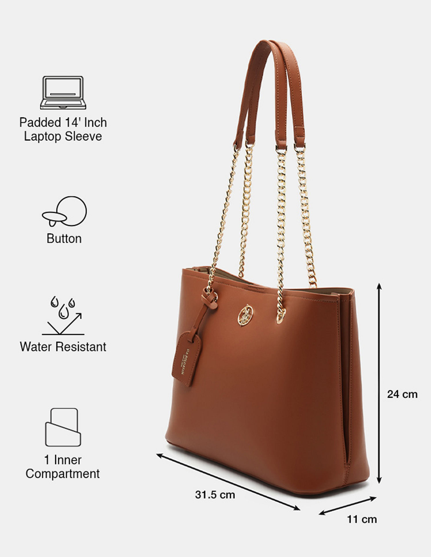 U.S. Polo Assn. Gabby Solid Tote Bag